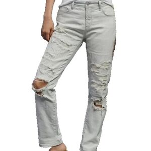 Pilcro Anthropologie Mid Rise Slim Boyfriend Jeans Destroyed